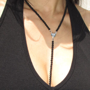 THE MINI STAR HEART ONYX ROSARY 925 sterling silver