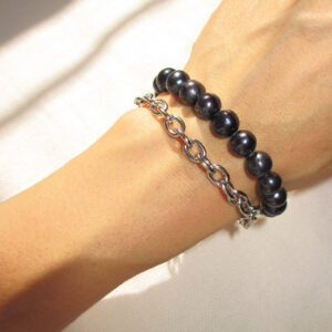 THE BLACK PEARL ROLO CHAIN BRACELET