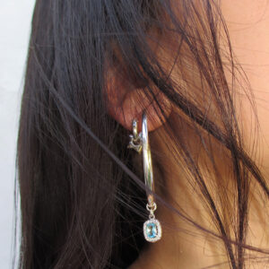 THE XL LIGHT BLUE GEM HOOPS 925 sterling silver