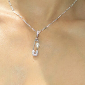 PIN THROUGH MY PEARL FIGARO CHAIN 925 sterling silver