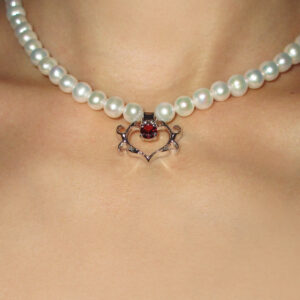 MINI SELMA HEART PEARL CHOKER RED